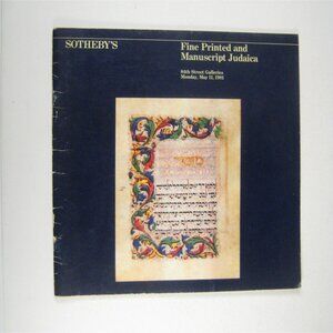 Sothebys Fine Printed Manuscript Judaica 1981 Auction Catalog